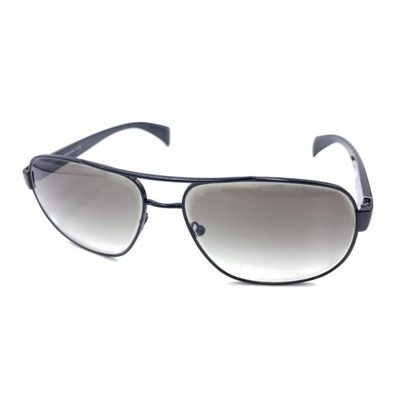 PRADA SPR52P 7AX-0A7 Black Square Aviator Sunglasses Gray Lens 61-15 140 Italy - Picture 8 of 12